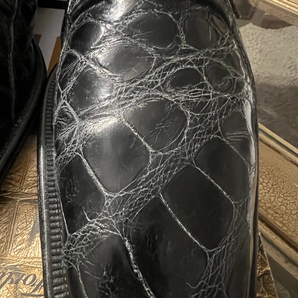 David Eden Alligator Skin Dress Derby Shoes Blue 9M - Picture 2 of 16